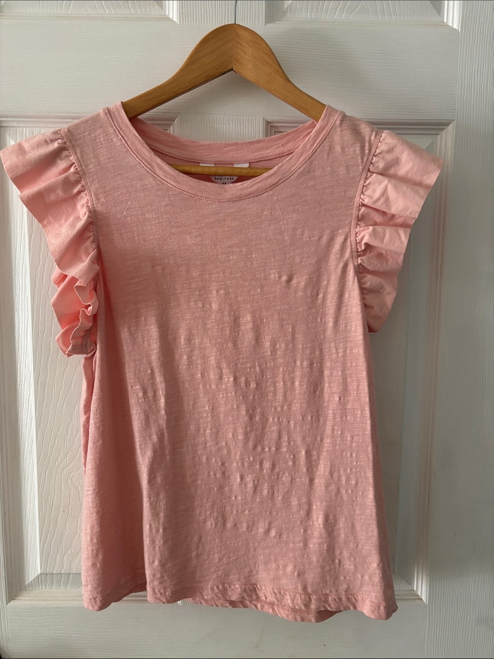 Nicole Miller Pink Ruffle Sleeve Tee